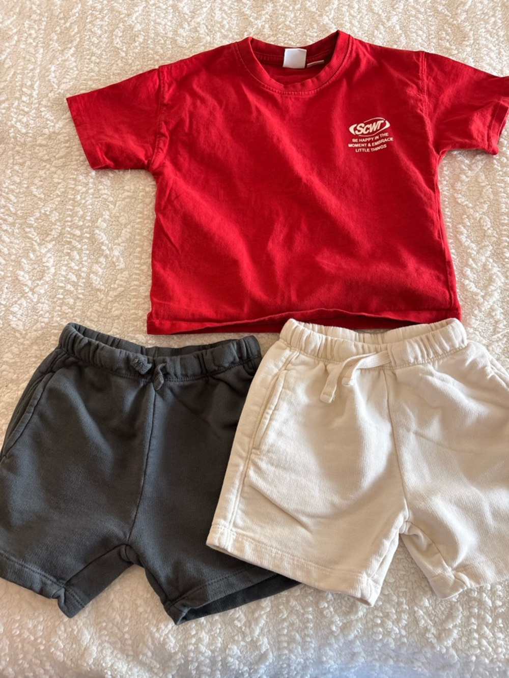 Zara Kids Drawstring Shorts - Charcoal and Cream